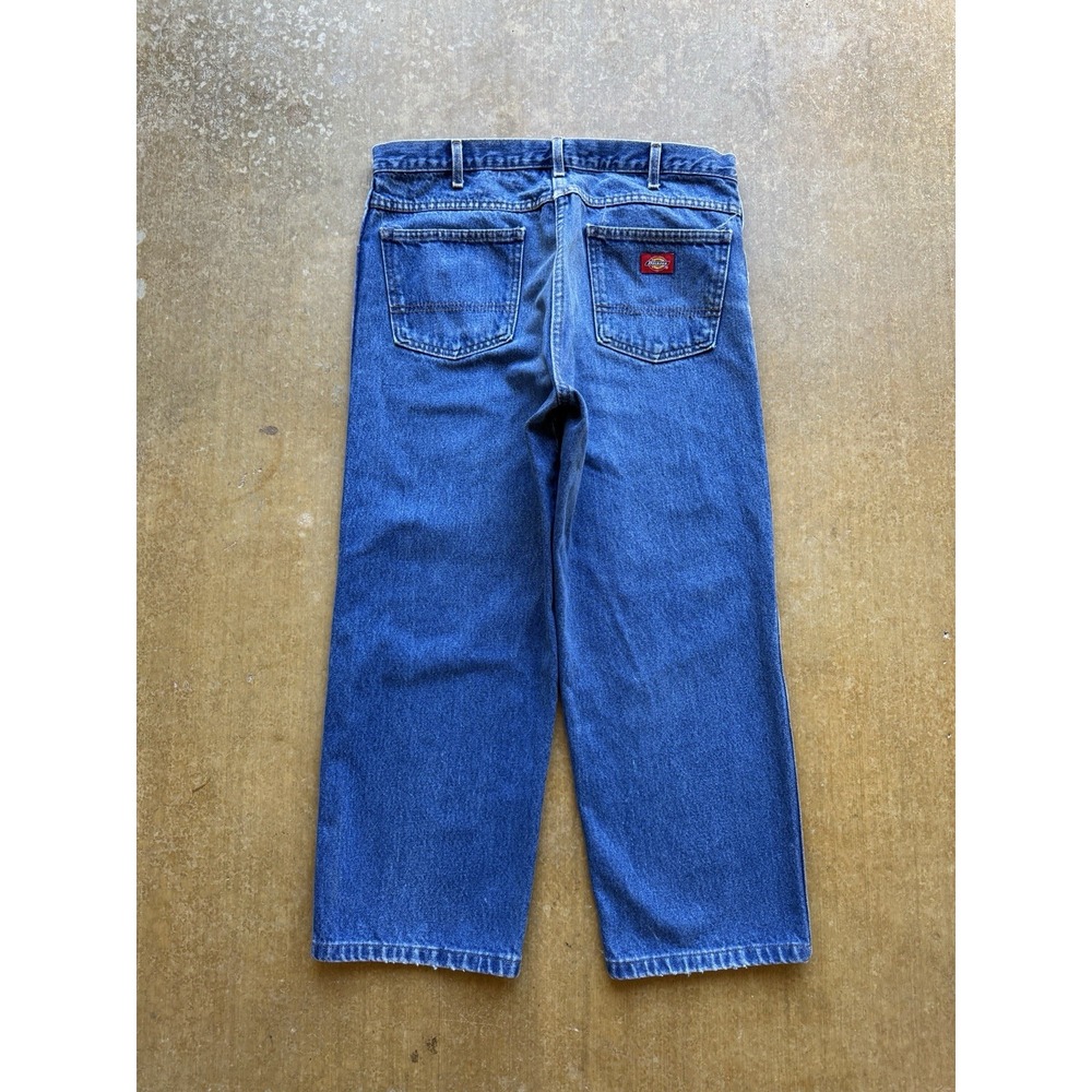 Dickies Straight Leg Denim Jeans Workwear 35Wx26L Carpenter Pants Blue
